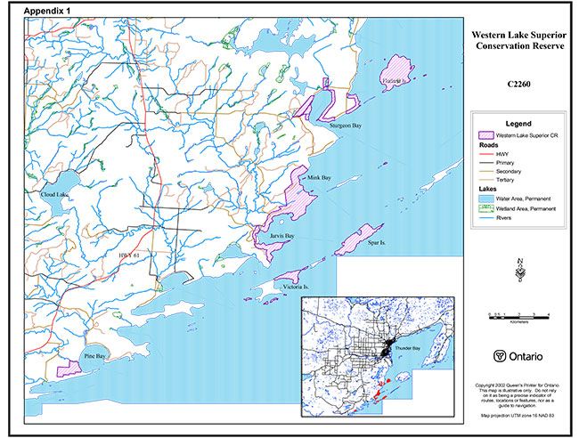 This map provides detailed information about Western Lake Superior Conservation Reserve.