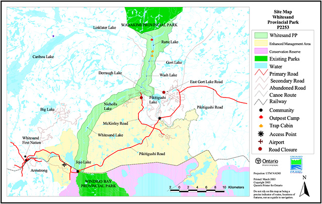 This is a site map of Whitesand Provincial Park P2253
