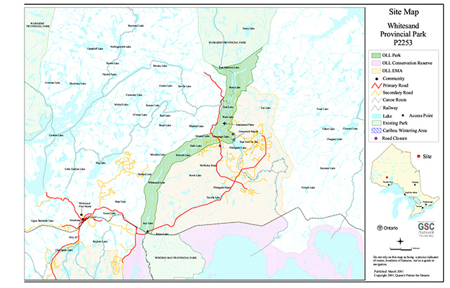This is a site map of Whitesand Provincial ParK P2253