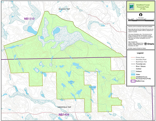 This is figure 5 commercial baitfish blocks of Widdifield Forest Provincial Park (P146) 