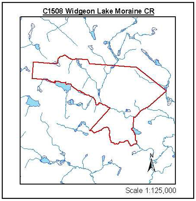 This is a site map of Widgeon Lake Moraine Conservation Reserve