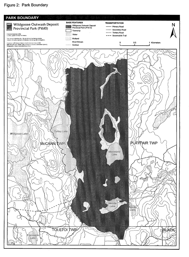 Park boundary map for Wildgoose Outwash Provincial Park