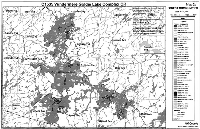 This map provides detailed information about Windermere Goldie Lake Complex Conservation Reserve Vegetation Map.