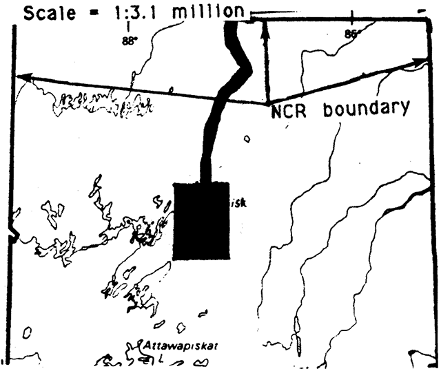 Regional setting map of Winisk River Provincial Park showing Northcentral boundary.