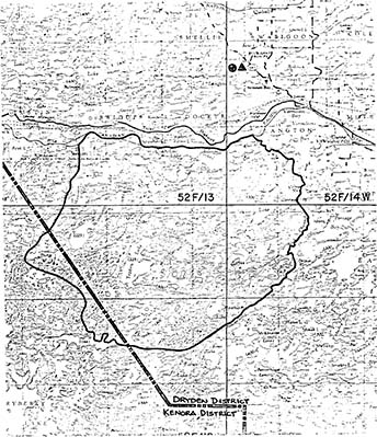 Map showing alternate study area boundary (summer 1980), Winnange-Teggau candidate area. Scale 1:250,000