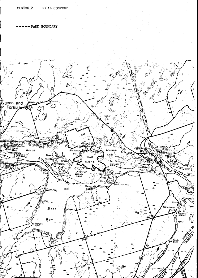 Map of Wolf Island Candidate Provincial Park showing park boundaries and nearby areas.