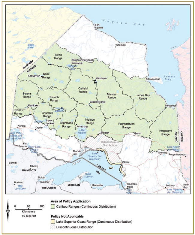 Figure 2 showing caribou ranges in Ontario.