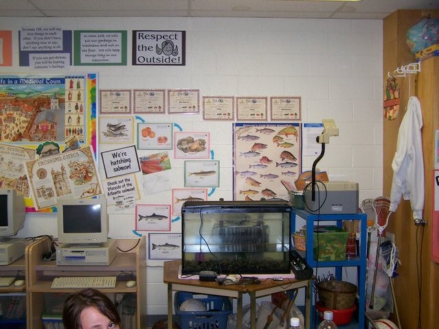 Photo of a classroom with children’s art on the wall