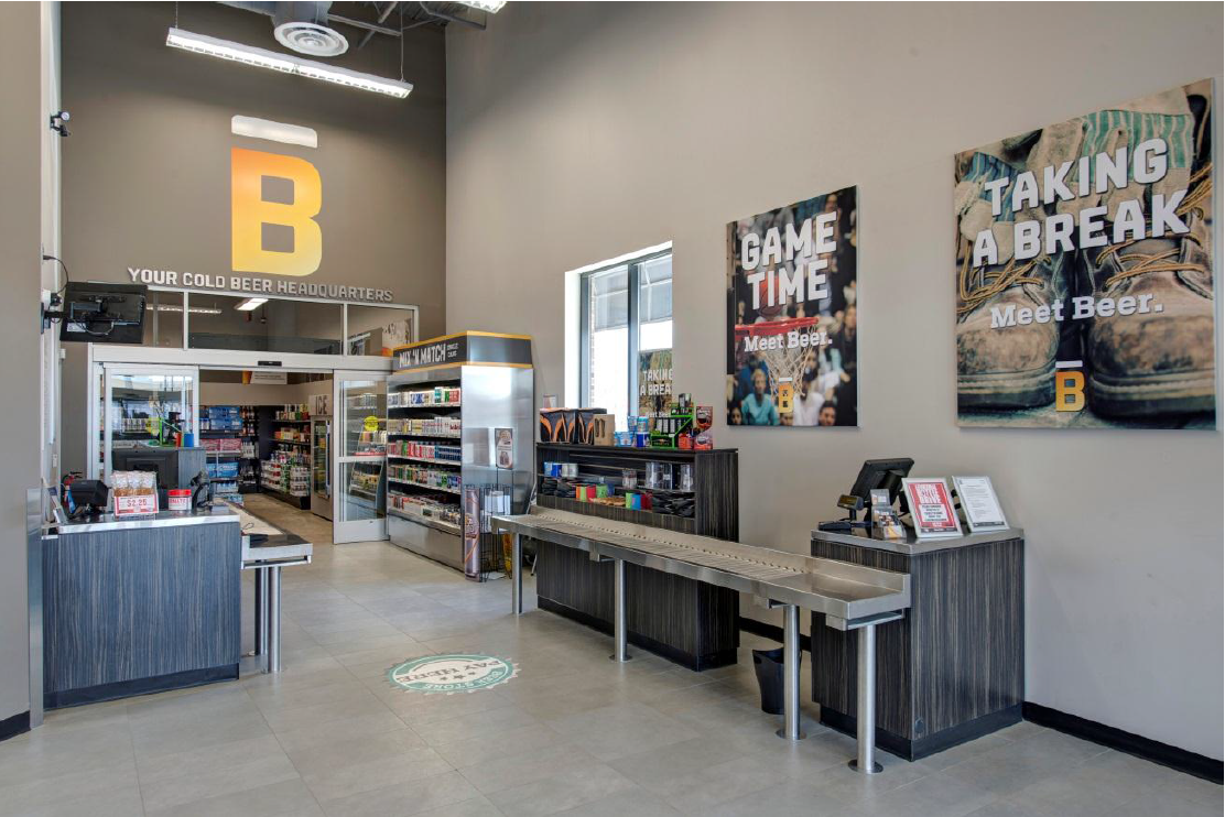  Image shows a an open concept TBS storefronts with a self-serve format