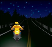 Illustration du port de vêtements de couleur vive lorsqu'on fait de la motocyclette le soir.