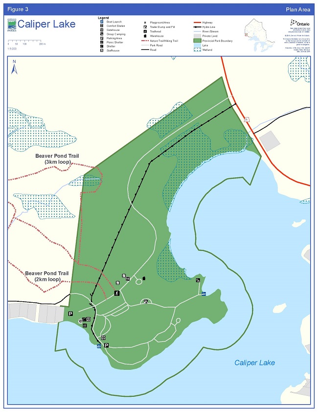This is a map showing the plan area in Caliper Lake