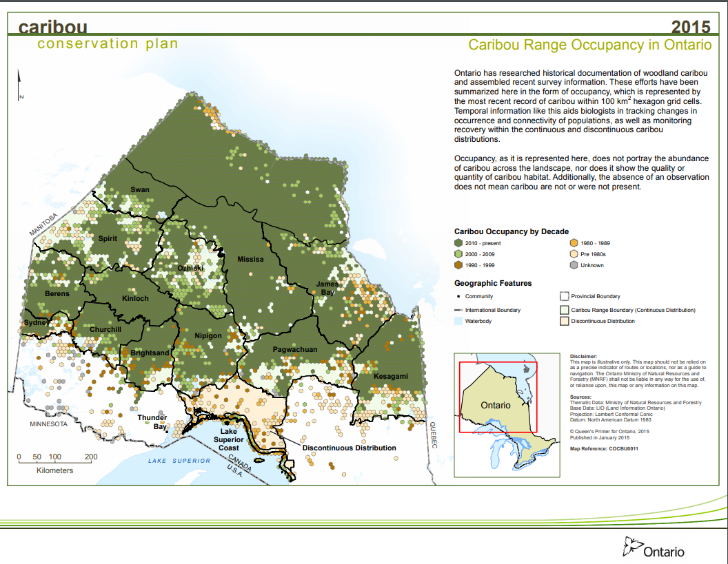 woodland caribou range