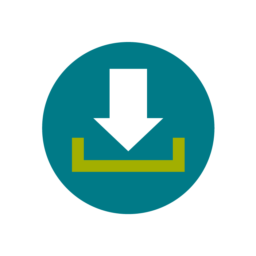 Icon of an arrow pointing downwards into a filing tray.