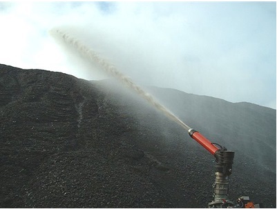 Wetting of Storage Pile using a Water Cannon