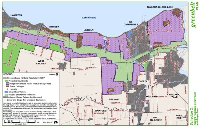 Map B - Schedule 2: Niagara Peninsula Tender Fruit and Grape Area