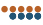Une première rangée de cinq points orange est suivie d’une rangée de quatre points bleus, représentant le chiffre neuf