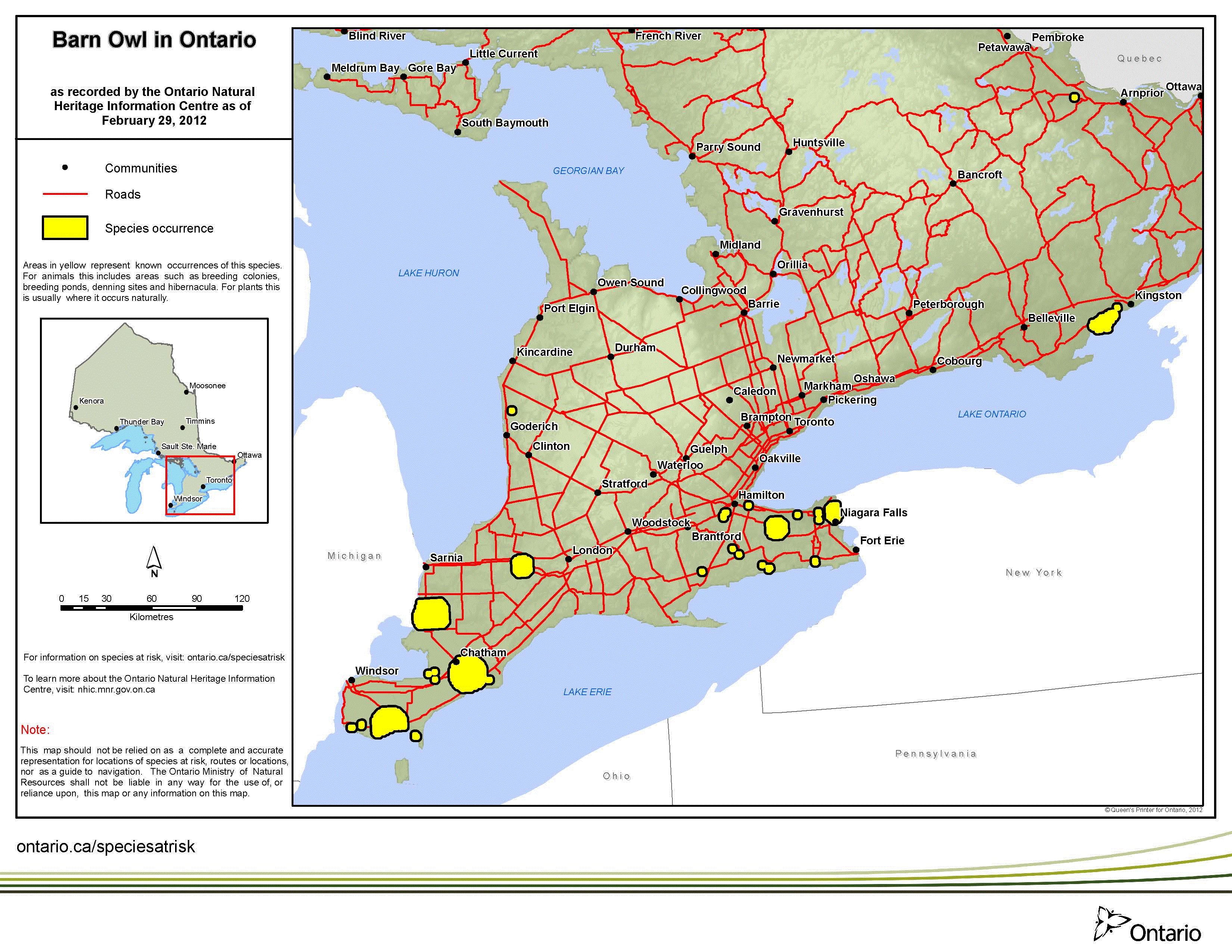 map of barn owl range