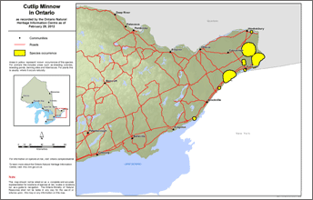 map of cutlip minnow range