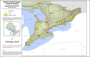 map of eastern prairie fringed-orchid range