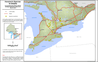 map of henslow’s sparrow range