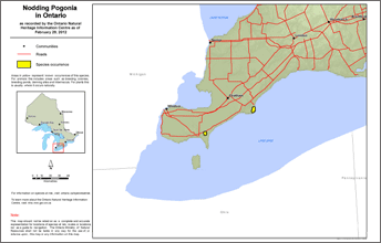 map of nodding pogonia range