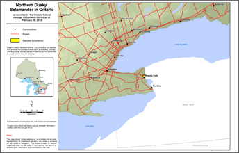 map of northern dusky salamander range