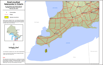 map of small-mouthed salamander range