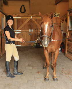 Photo of Giselle Groskleg, founder of French Hill Stables, pictured here with a horse.