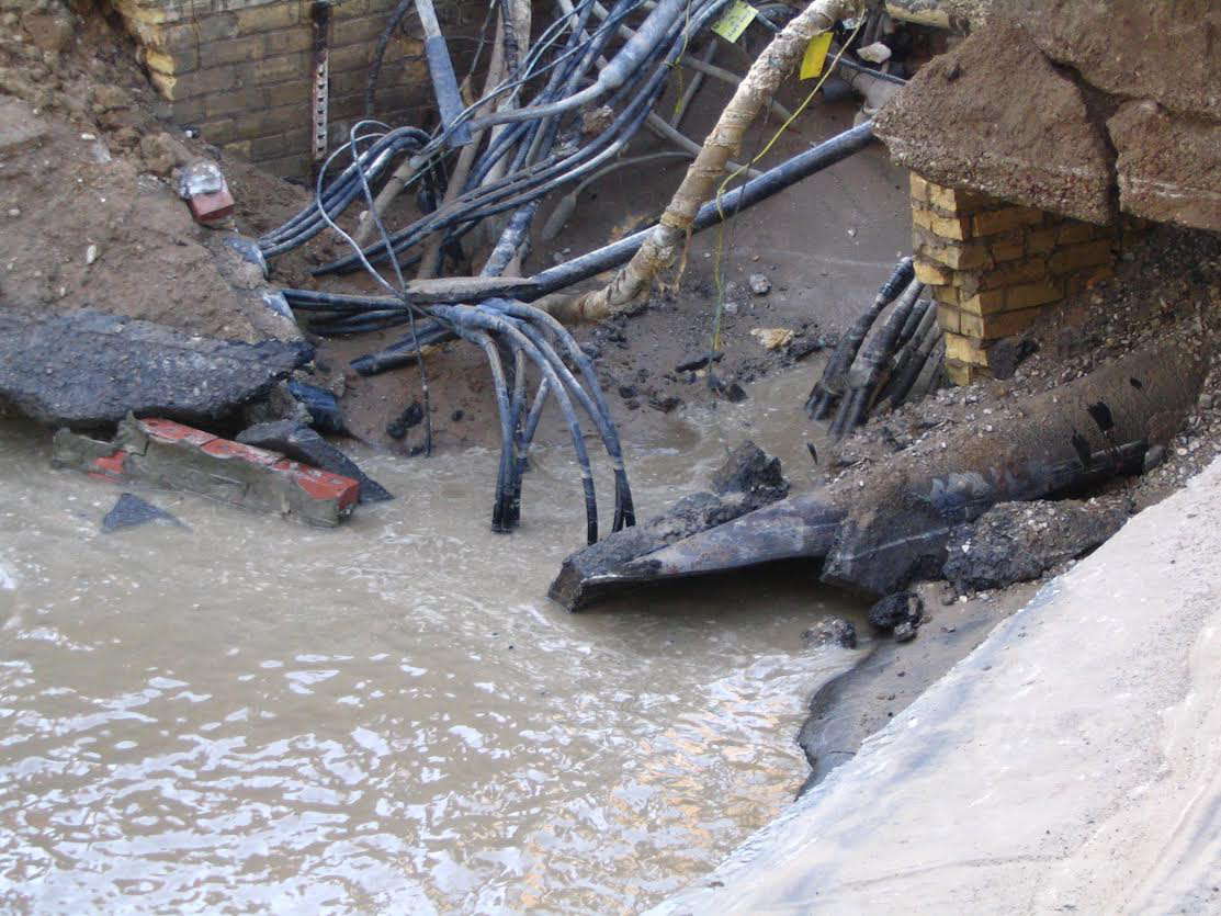 Figure 4: An image that shows spiral watermain break with evident Contamination.