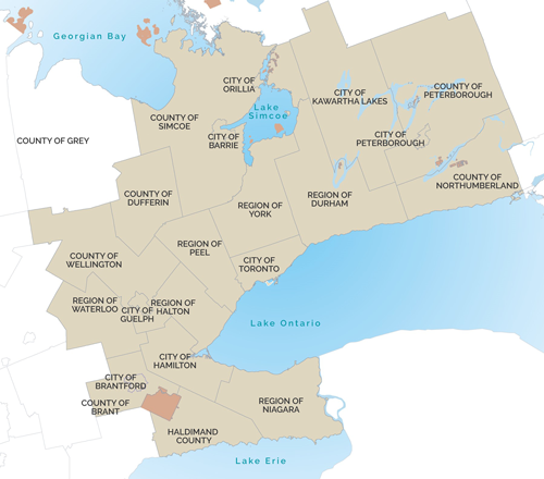 Greater Golden Horseshoe map