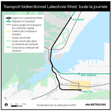 Transport bidirectionnel Lakeshore West, toute la journée vers la gare centrale GO de Hamilton 