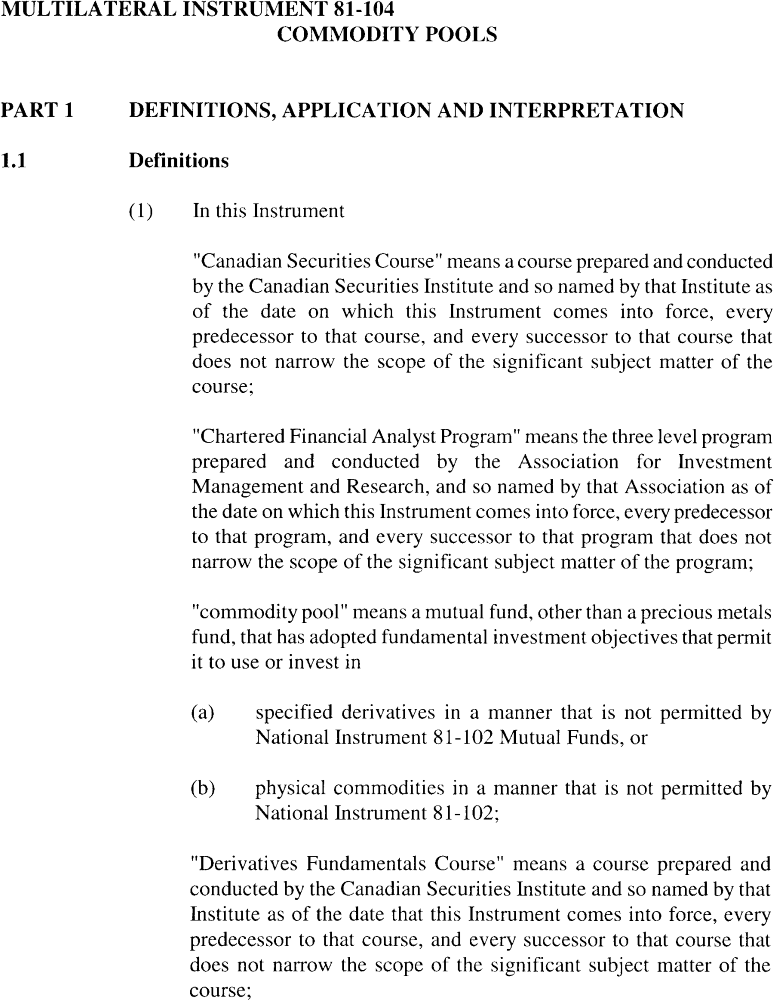 Title: Ontario Securities Commission - Description: A photocopied image of the Ontario Securities Commission Policy(10)