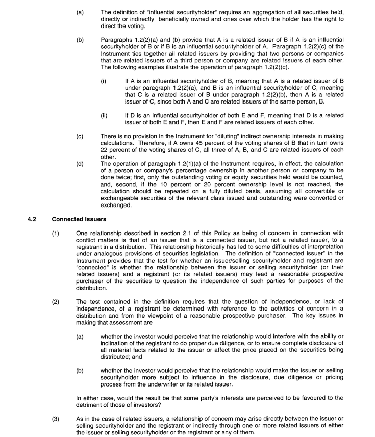 Title: Ontario Securities Commission - Description: National Instrument 33-105 Underwriting Conflicts(13)