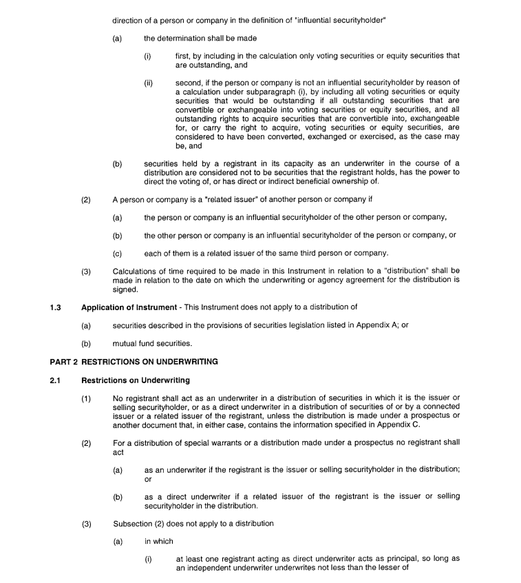 Title: Ontario Securities Commission - Description: National Instrument 33-105 Underwriting Conflicts(4)