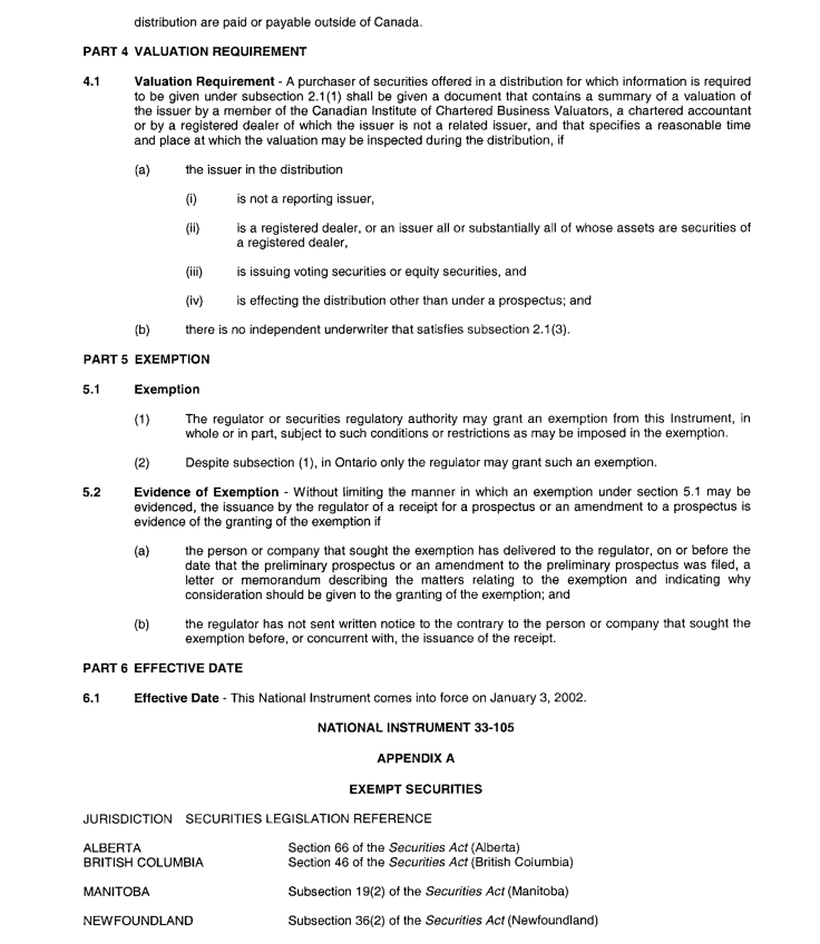 Title: Ontario Securities Commission - Description: National Instrument 33-105 Underwriting Conflicts(6)
