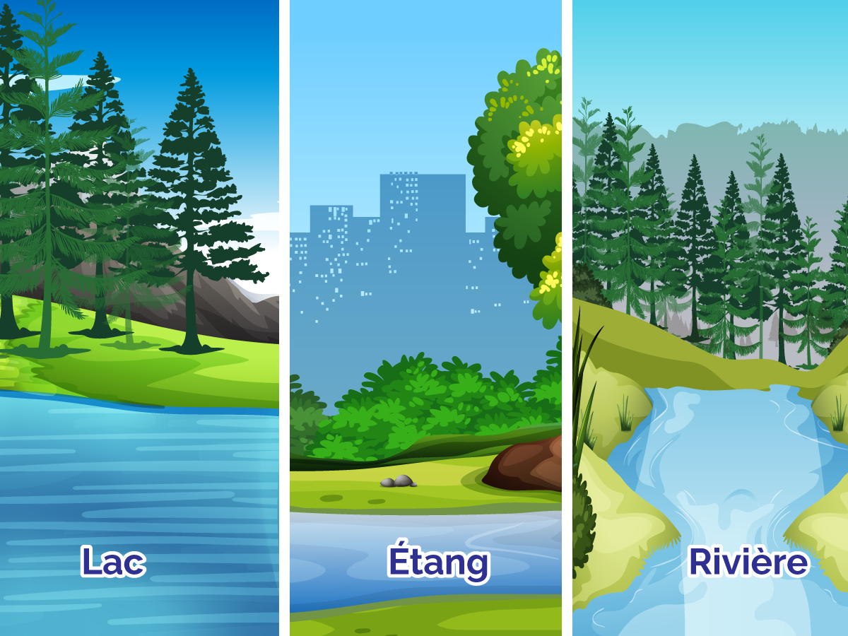 Graphique composé de trois images représentant de l’eau de surface.