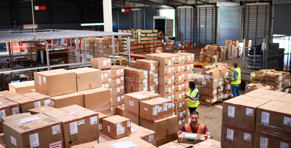 image of boxes in warehouse