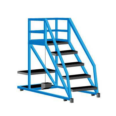 Ladder on wheels with a small platform at the top