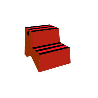 A step stool resembling two boxes arranged as a step