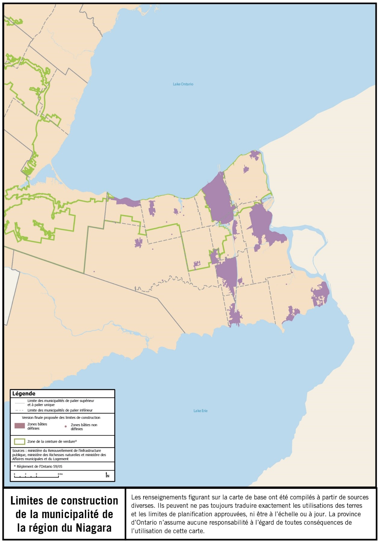 Limites de construction de la municipalité de la région du Niagara