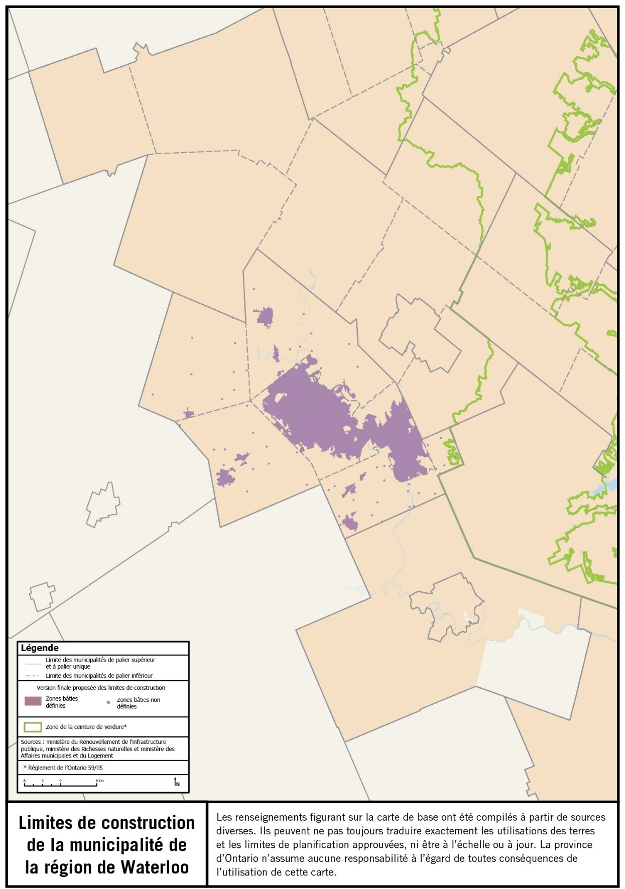 Limites de construction de la municipalité de la région de Waterloo