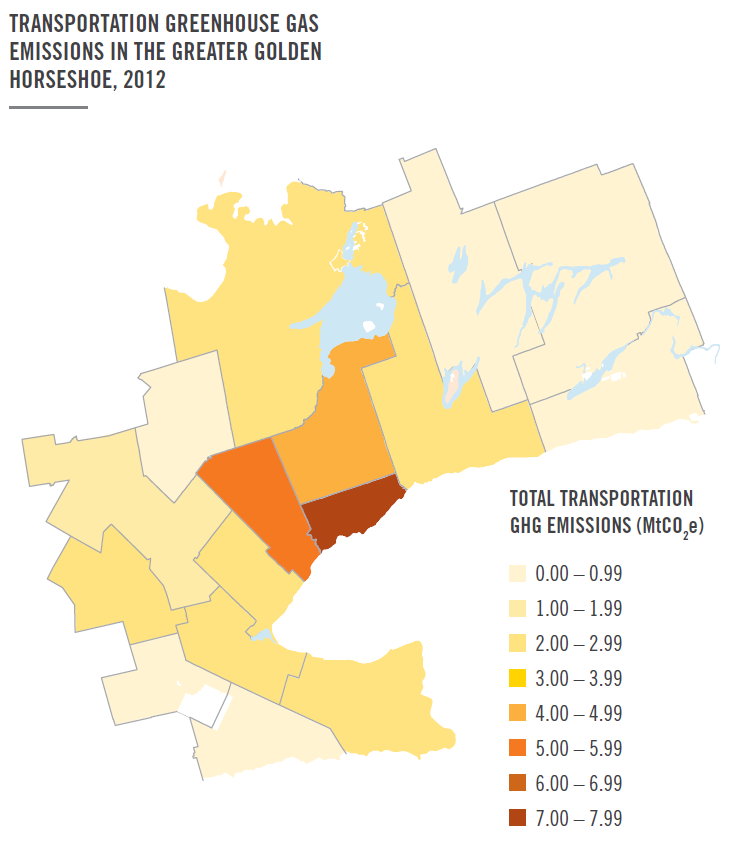 Transportation Greenhouse Gas Emissions in The Greater Golden Horseshoe, 2012 (graphic)