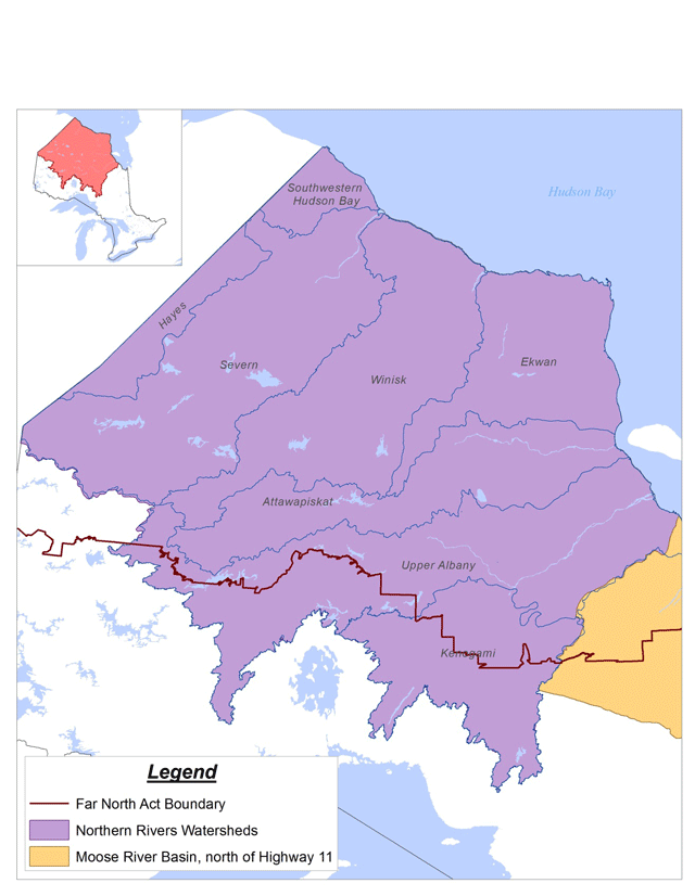 La carte indiquant les bassins versants des rivières du Nord