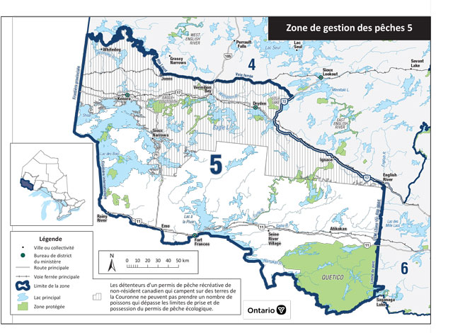 La zone 5 est située dans le Nord-Ouest de l’Ontario et comprend les villes de Fort Frances, Kenora, Dryden, Atikokan et Ignace.