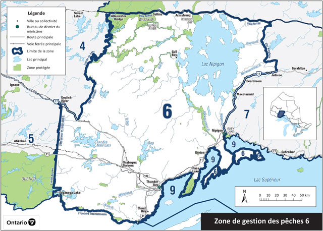 La zone 6 est située dans le Nord-Ouest de l’Ontario et comprend les villes de Thunder Bay, Nipigon, Red Rock, Upsala et Dorion.