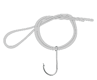 Image d’un fil de pêche formant un nœud dans un crochet.