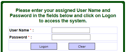 Screen capture of the User Name and Password logon fields.