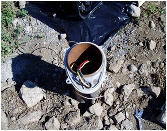 Figure 15-12 shows a picture of electrical cables going into a drilled well to a submersible pump.