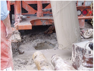 Figure 15-16 shows a drilling rig raising the chain and casing out of the ground leaving the well open. The rig has removed the casing from the well.