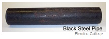 This is an image of a black steel pipe. Picture provided by Fleming College.